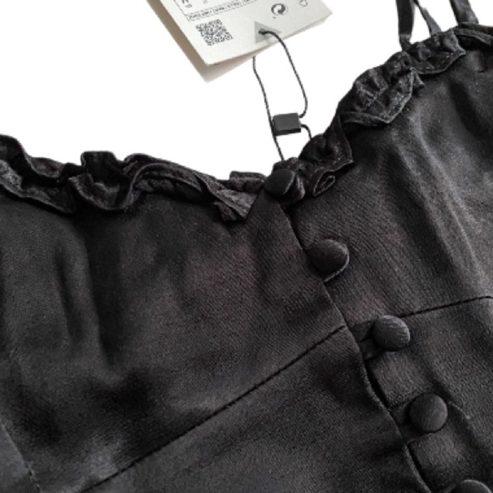 Zara Satin Effect Black Bustier Top - Picture 6 of 10